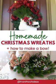 Discover the art of creating stunning DIY Christmas wreaths that'll make your front door the envy of the neighborhood! We've compiled a collection of unique and easy-to-follow ideas that will make your holiday season a festive success! Plus, learn how to create the perfect Christmas bow for your wreath. Winter Wreaths For Front Door Diy, Front Door Christmas Bows, Making Christmas Wreaths, Door Stand, Homemade Christmas Wreaths, Holiday Front Door, Front Door Wreaths