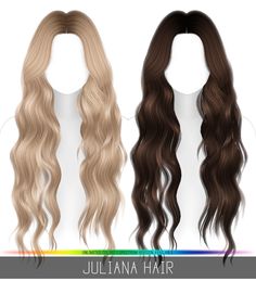 two long, wavy hair styles are shown in three different colors and sizes with the text julia