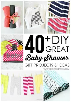 baby shower gift ideas with the words 40 diy great baby shower gifts and ideas