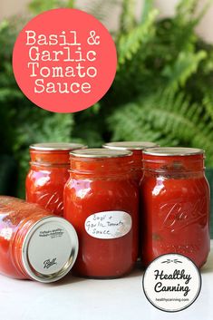 four jars of basil and garlic tomato sauce