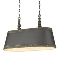 an old fashioned light fixture with chains hanging from it's sides and two lights on each side