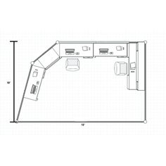 the floor plan for an office with two desks