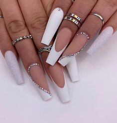 I DO Press on Nails-fancy Nails-bride Nails-white Nails-luxury Nails-gel Nails-long Nails-medium Length Nails-glue on Nails-fake Nails - Etsy Birthday Style, Classy Acrylic, Amazon Beauty, White Acrylic Nails, Smink Inspiration, Classy Acrylic Nails, Long Acrylic Nails Coffin, Acrylic Nails Coffin Pink, Makijaż Smokey Eye