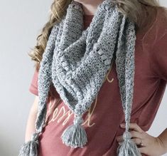 The Emerson Triangle Scarf Crochet pattern for beginners by Meghan Ballmer Triangle Scarf Crochet, Triangle Scarf Crochet Pattern, Clutch Pattern, Aran Weight Yarn, Scarf Crochet, Triangle Scarf, Scarf Crochet Pattern, Crochet Patterns For Beginners, New Crafts