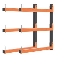 an orange and black rack with two metal bars