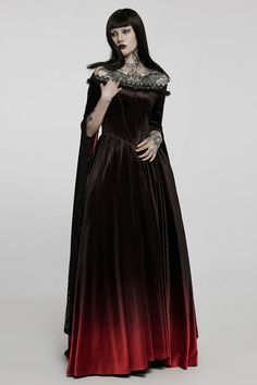 Gradient Gown, Samara Dress, Sleeved Maxi Dress, Punk Skirt, Off Shoulder Design, Gothic Skirt, Dark Queen, Moon Dress, Punk Dress