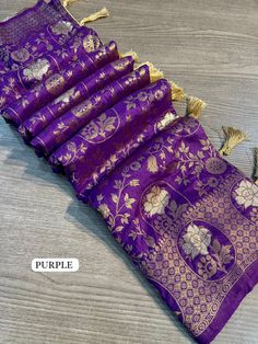 Package Contains: Saree, Blouse, Petticoat Pure Soft Dola Silk Saree with Rich Zari and Minakari Woven Pallu Pairs with Fancy Tassels Having Heavy Woven Border with All Over Zari n Minakari Weaving in Full Saree with Contrast Blouse With FREE Saree fall and Pico with matching petticoat. Services- Stitching service is also available on customer demand. Please get in touch with us for Stitching Service. We customize everything when it comes to ethnic wear. We also make plus size in ethnic wear. So feel free to contact us. Before dispatch, we check our product to serve you our best. Beware of fake sellers. We are giving assured quality. So you will always receive an excellent product. Navratri Banarasi Silk Blouse With Latkans, Multicolor Semi-stitched Dupatta With Latkans, Traditional Purple Sharara With Drape, Traditional Purple Sharara With Traditional Drape, Banarasi Silk Blouse Piece With Latkans For Eid, Purple Traditional Drape Sharara, Traditional Sets With Latkans For Eid, Banarasi Silk Dupatta With Latkans For Traditional Ceremonies, Bollywood Style Banarasi Silk Sets With Latkans