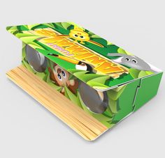 an animal themed box with sunglasses on it