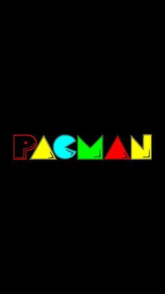 the word pacman written in multicolored letters