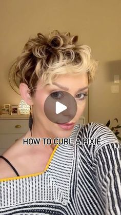 Melissa Smith - Over 40 Hair & Selfcare on Instagram: "How to curl a pixie-the most important step is choosing the correct curling iron size. If your iron is too small your style will resemble Sophia from The Golden Girls. If your iron is too big you won’t achieve curls at all. You want to choose an iron that your hair can wrap around at least 2 times. Anything less than 2 times, will only give you volume, wave or nothing at all.   My hair is 3-5 inches long so I chose the .75” Style Stix from @stylecraftpro save with code HAIRMUBEE15 at Stylecraftus.com  I can use up to 1” with my hair length. I like to alternate my curls in different directions as well as leaving the ends out on some sections to create a less uniform look.   The 2nd most important step is heat protection followed by how How To Style Wavy Pixie Hair, How To Curl Long Pixie Hair, Curling Super Short Hair, Curling Pixie Hair Tutorials, Curl Pixie Hair Tutorials, How To Curl Short Pixie Hair, Curling Pixie Hair With Flat Iron, How To Use A Curling Iron On Short Hair, How To Curl Really Short Hair