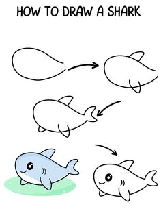 how to draw a shark for kids with easy step - by - step drawing instructions