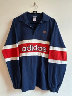 This great Vintage Adidas sweater has hardly been worn and is in excellent condition. Pit to pit is 65 cm Striped Crewneck, Vintage Adidas Aesthetic, Thrift Sweater, American Clothes, Vintage Pullover, 90s Adidas, Vintage Sweatshirt Outfit, Vintage Colorful Sweater, 80s Athletic Fashion