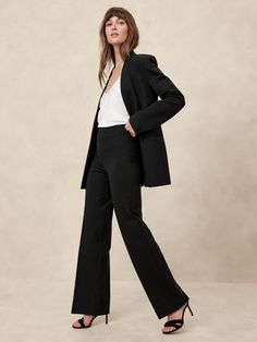 Ponte Straight Pant | Banana Republic Factory Sleek Straight Dress Pants With 4-way Stretch, Chic Black Straight-leg Dress Pants, Sleek 4-way Stretch Straight Dress Pants, Straight Leg Ponte Pants, Non-stretch Pull-on Straight Leg Pants, Banana Republic Factory, Work Pants, Fashion Board, Straight Pants