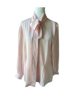 Women’s Vintage Evan Picone Pink Long Sleeve Front Tie Blouse | eBay Inspired Clothes, Organic Teas, Tie Bow, Tie Blouse, Pink Long Sleeve, Vintage Boutique, Clothes And Accessories, Pink Color, Vintage Inspired