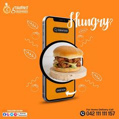 HUNGRY? Make your world go around with our Double Crisp Chicken Burger!

Download our application Gourmet Foods now and enjoy your favorite meal at your doorstep.

Call us now for home delivery:
042-111 111 157

#GourmetRestaurants #breakfast #nashta #HomeDelivery #FastFood #Continental #Foodie #DesiFood Breadbox Ideas, Food Hunter, Graphic Design Images, Restaurant Menu Design, Design Image, Online Food