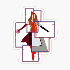 a woman in a red dress and black shoes sticker