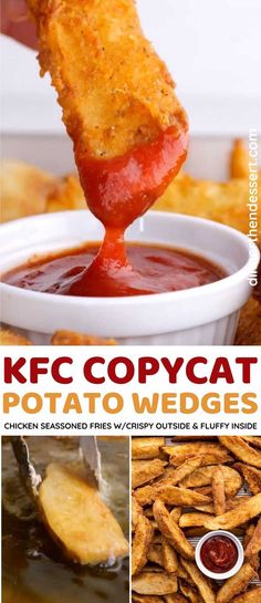 the cover of kfc copycat potato wedges with ketchup and sauce