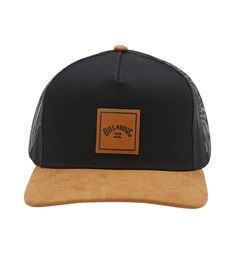 5 panel snapback trucker hat with embroidered patch on front panel . 5 panel Snapback Front patch Polyester/cotton Spot clean Imported Mens Trucker Hat, Billabong Men, Blazer Shirt, Scarf Men, Embroidered Patch, Black Tan, Black And Tan, Embroidered Patches, Billabong