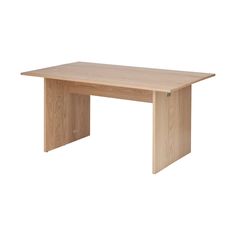 a wooden table with two legs and a rectangular top on an isolated white background,