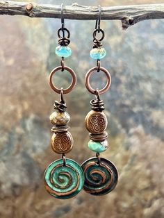 Czech Beads Jewelry, Beaded Boho Jewelry, Metal Art Jewelry, Inspiration Pics, Diy Jewelry Earrings, Wire Wrapped Jewelry Diy, Paper Bead Jewelry, Jewelry Box Diy, Wire Jewelry Designs