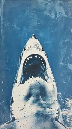 a shark with its mouth open in the water