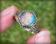 Aurora Opal, Black Opal Ring, Magical Jewelry, Gold Gemstone Ring, Floral Ring, Dope Jewelry, Funky Jewelry, I Love Jewelry, Hexagon Shape