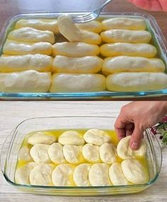 two pans filled with different types of food