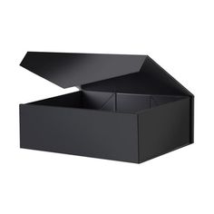 an open black box on a white background