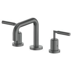 two handle bathroom faucet in brushed steel