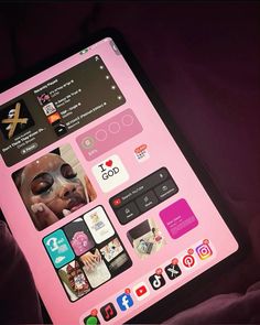 an image of a pink tablet with stickers on it's screen and the text, i love you