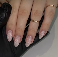 Sparkly Acrylic Nails, Oval Acrylic Nails, Glitter Nails Acrylic, Milky Nails, Glittery Nails, White Glitter Nails, Nails Homecoming, Homecoming Nails Acrylic, Almond Acrylic Nails