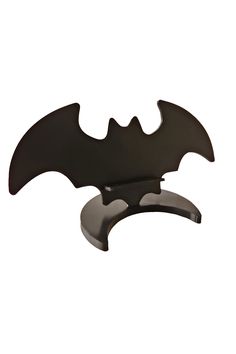 a black bat shaped object on a white background