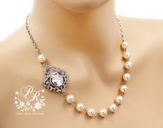 Wedding Necklace Swarovski Pearl Swarovski by PureRainDesigns, $45.00 Anniversary Crystal Jewelry With Pearl Drop, Elegant Hypoallergenic Necklace For Wedding, Elegant Hypoallergenic Crystal Jewelry, Elegant Nickel-free Necklace For Wedding, Nickel Free Teardrop Wedding Jewelry, Hypoallergenic Cubic Zirconia Wedding Jewelry, Hypoallergenic Crystal Jewelry For Anniversary, Silver Pearl Jewelry For Wedding Gift, White Hypoallergenic Wedding Jewelry