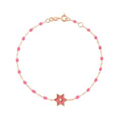 Gigi Clozeau - Étoile Diamond Bracelet, Pink, Rose Gold, 6.7 Luxury Pink Jewelry With Chain, Elegant Pink Jewelry With Chain Detail, Elegant Pink Jewelry With Chain, Elegant Pink Chain Bracelet With Adjustable Chain, Elegant Pink Chain Bracelet, Lighting The Way, The Pirate, Pink Bracelet, Beaded Choker