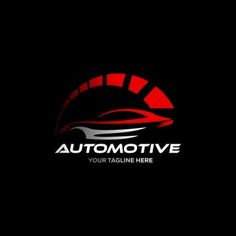 an automobile logo with the word automotve on it in red and black colors