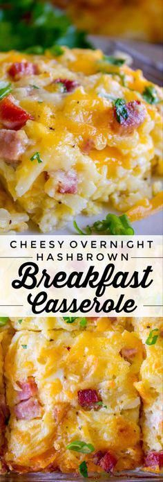 cheesy hashbrown breakfast casserole with ham and cheese