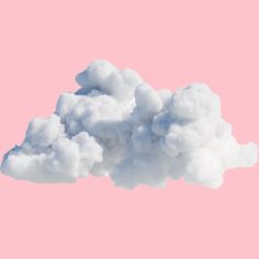 a cloud is floating in the air on a pink background