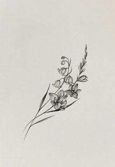 a black and white drawing of some flowers