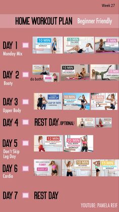 the workout plan for women is shown in pink