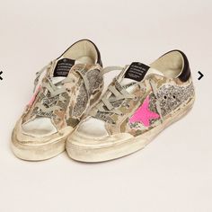 Only Worn 2-3 Times. Comes With Box, Dust Bag, And Papers. Shoes Golden Goose, Golden Family, Golden Goose Superstar, Goose Shoes, Exclusive Sneakers, Pink Star, Golden Goose Sneakers, Golden Goose Shoes, Super Star