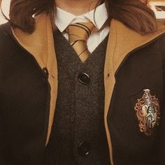 a person wearing a vest and tie with a badge on it