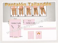 the instructions for how to wear pants in different sizes and colors, with pictures on each side