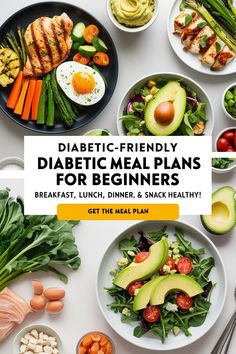 Looking to kickstart your journey with diabetic-friendly meal plans? This guide is perfect for beginners, featuring balanced breakfasts, lunches, and dinners to keep you healthy and satisfied. Discover delicious recipes tailored for stable blood sugar and a healthier lifestyle. 🍳🥑 #DiabeticFriendly #HealthyEating #DiabeticBreakfastIdeas #MealPlanning #BeginnersGuide Diabetics Diet Plan, Meal Plans For Type 1 Diabetics, 7 Day Meal Plan For Diabetics, No Sugar Diet Meal Plan, Meals For Type 2 Diabetics Recipes, Prediabetes Dinners, Recipes For Diabetics Meals Easy, Crockpot Meals For Diabetics, Dinner Recipes For Diabetics Type 2