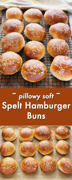 the buns are covered in sesame seeds and sprinkled with salt