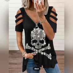 Bp Rhinestone Cut Out Graphic T-Shirt. Zipper Front. Fabric: 35 Percent Cotton/ 65 Percent Polyester. Pit To Pit 21 Inches. Shoulder To Hem 29 Inches. Cut Up Shirts, Diy Shirts, Cut Up, T Shirt Diy, Diy Shirt, Shirt Ideas, Front Zipper, Graphic Tee, Graphic T Shirt