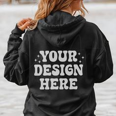 "Showcase your designs effectively with the \"Black Hoodie Back Mockup,\" featuring the Gildan 18500 sweatshirt. This collection focuses on the back view of the hoodie, perfect for designs that feature rear graphics or text. The \"Gildan 18500 Sweatshirt Mockup\" in black provides a sleek and versatile canvas that makes any design stand out. The \"18500 Black Back\" mockup emphasizes the hoodie's quality construction and stylish fit, making it suitable for a range of fashion and promotional purposes. Including a \"Woman Model Mockup\" adds a realistic and engaging dimension to the presentation, showing how the hoodie drapes and fits in a real-life scenario. This \"Hoodie 18500 Style Gildan Hoodie Clean Mock\" offers a modern and uncluttered approach to showcasing your hoodie designs. Wheth Customizable Fleece Hoodie For Streetwear, Black Fleece Hoodie With Branding, Custom Print Black Hooded Hoodie, Customizable Black Sweatshirt For Streetwear, Customizable Black Cotton Hoodie, Custom Print Black Winter Sweatshirt, Black Custom Print Sweatshirt For Winter, Winter Black Sweatshirt With Custom Print, Black Hoodie With Custom Print For Winter