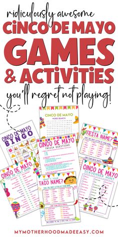 the cinco de mayo games and activities for kids to play with are in spanish