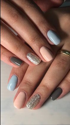 Reflective Nails, Sweet Nails, Nail Time, Nails Now, Gel Nail Colors, Short Acrylic Nails Designs, Neutral Nails, Dipped Nails, Short Acrylic Nails