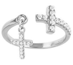 Have faith in the beauty of this gorgeous open-cuff ring, complete with stunning cross details. Elegant Cross-shaped Adjustable Rings, Elegant Adjustable Cross Rings, Dangle Ring, Open Cuff Ring, Cuff Ring, Cuff Rings, Cross Ring, A Cross, Have Faith