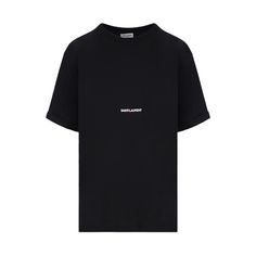 Saint Laurent Print Cotton T-shirt-SAINT LAURENT-JOHN JULIA Makeup Travel Case, The Saint, Boyfriend Fit, Soft Black, Black Print, Raw Edge, Black Cotton, Cotton T Shirt, Printed Cotton